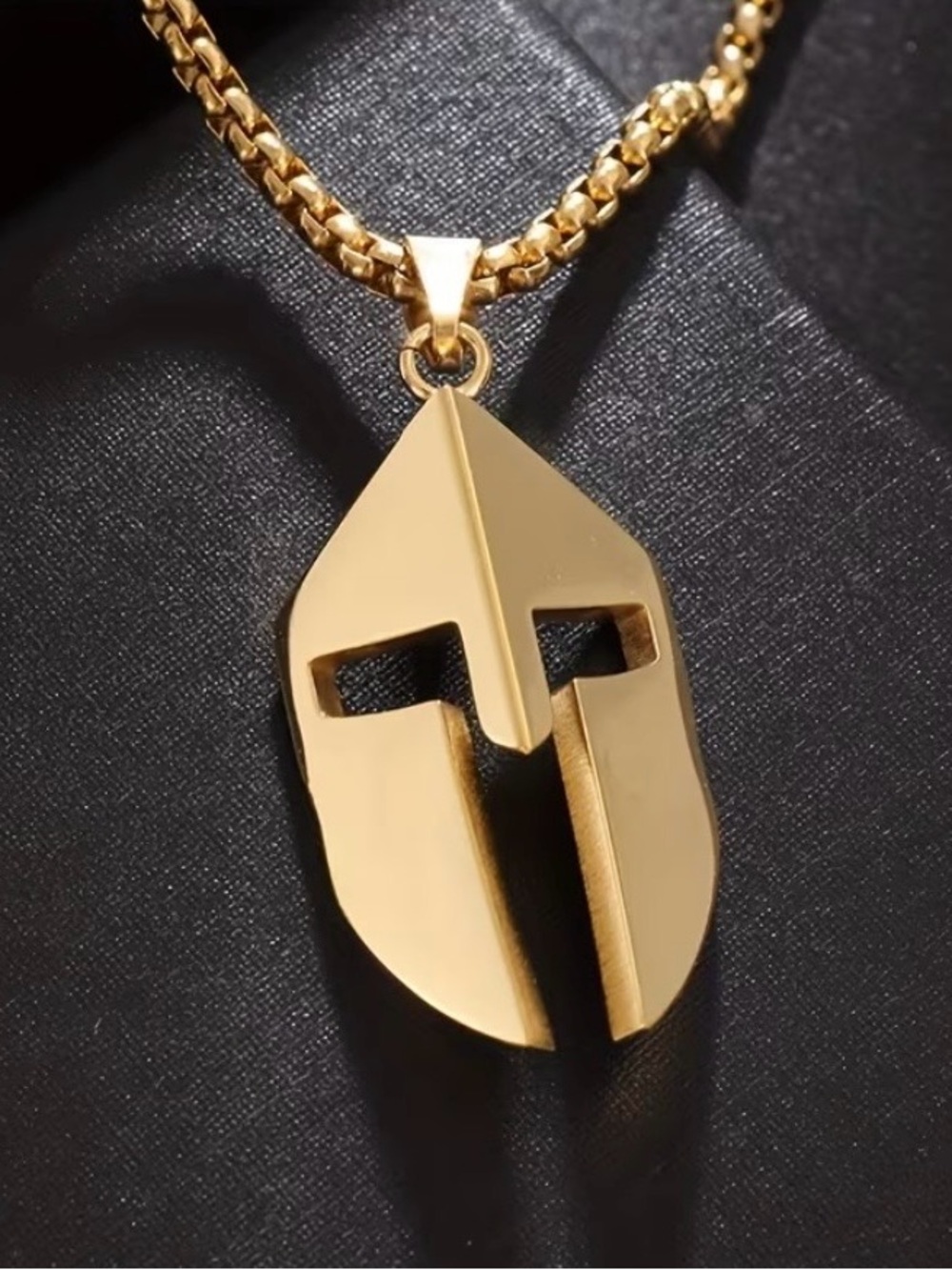Gold Spartan Knight Stainless Steel Helmet Pendant Necklace